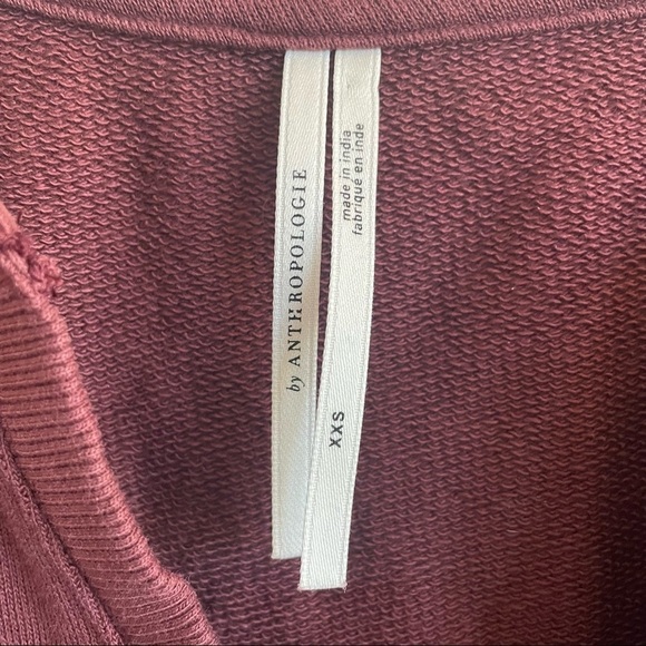 ANTHROPOLOGIE MAROON EYELET COTTON Y-NECKLINE SWEATSHIRT - Picture 5 of 8